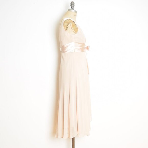 Evan Picone dress nude surplice bow fairy flutter empire cocktail party midi 4 S - Picture 4 of 8